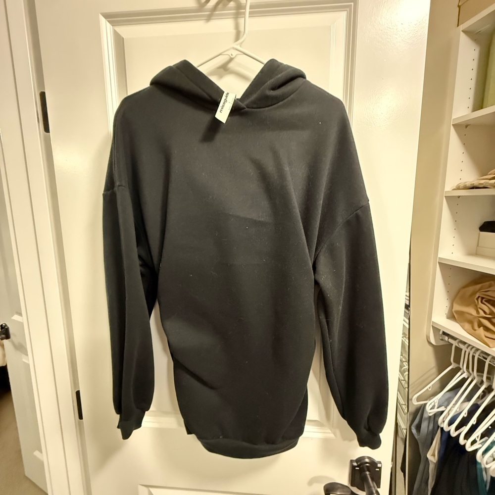 Missguided Dark Gray Hoodie with Side ruching